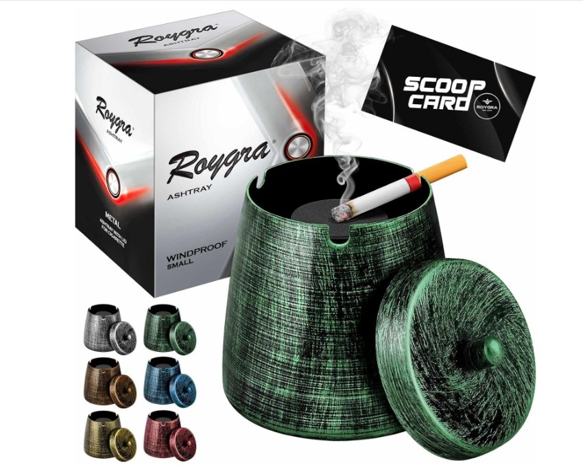 ROYGRA Ashtray with Lid, Outdoor Ashtray for Outside Patio